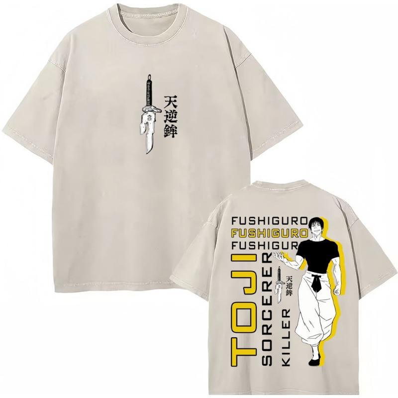 Japan Anime Jujutsu Kaisen Washed T Shirts Satoru Gojo Geto Suguru T-shirt Casual Cotton Oversized Harajuku T Shirt Fans Gifts