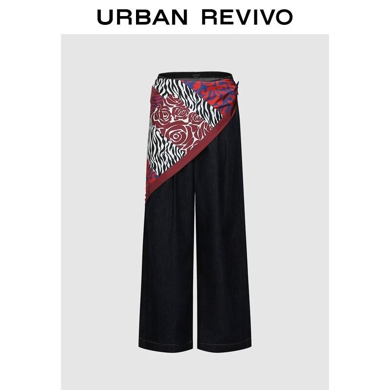UR2026 Women s Fun Print Wide-Leg Denim Pants 28