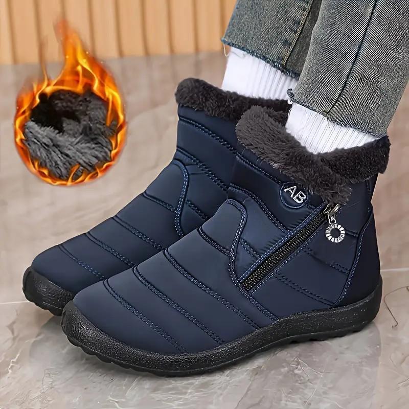 Fashion Women's Plus Size Winter Snow Boots Comfort Faux Fur Lined Warm Cotton Shoes Zipper Thick Sole Waterproof Ankle Botas Mujer 2025