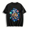 Astronaut Riding Tiger Space Themed Graphic Casual Tee Pure Cotton T-shirt
