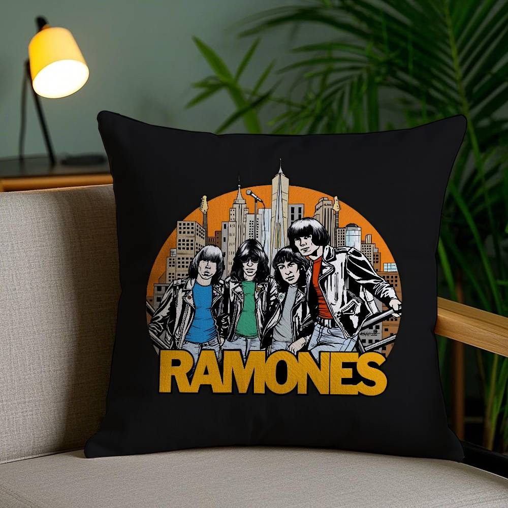 Rock R-Ramones Pillow Case Office Sofa Dorm Chair Back Short Plush Double-Sided Printing Home Cushion Cover