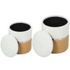 Nesting Round Ottoman with Storage Set of 2 - Cream/Brown