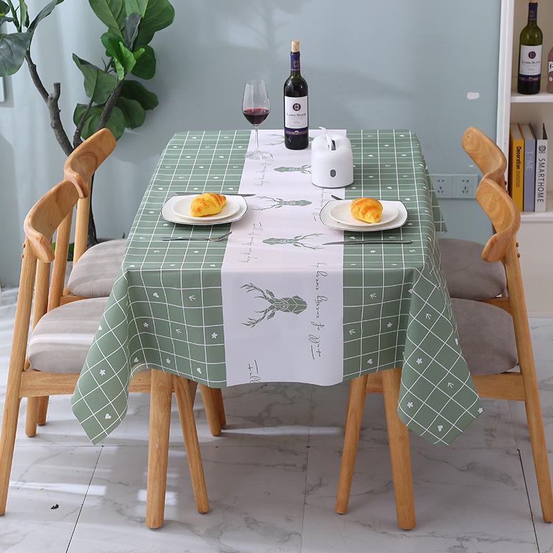 Home Tablecloth, Anti-scalding, Waterproof, Oil-proof, No-wash PVC Plaid Coffee Table Table Mat, Dormitory Tablecloth