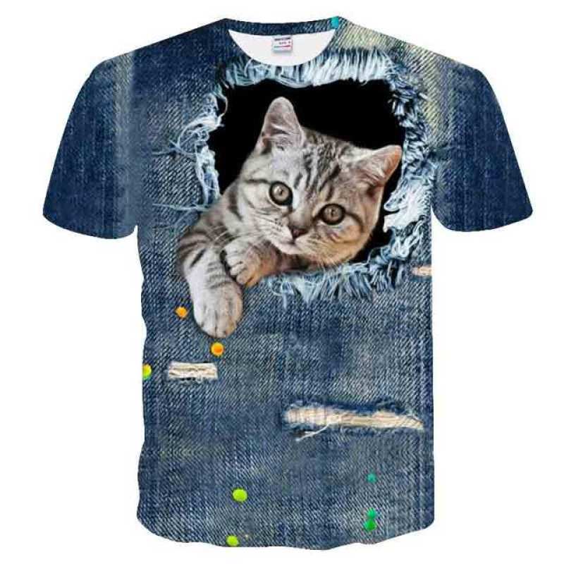 Cat Girls T Shirt Clothes Boys Girls Animal Children 3D T-Shirt Kids Summer Cat Lively Cute Funny Baby T Shirts Tops 2023 3-14Y