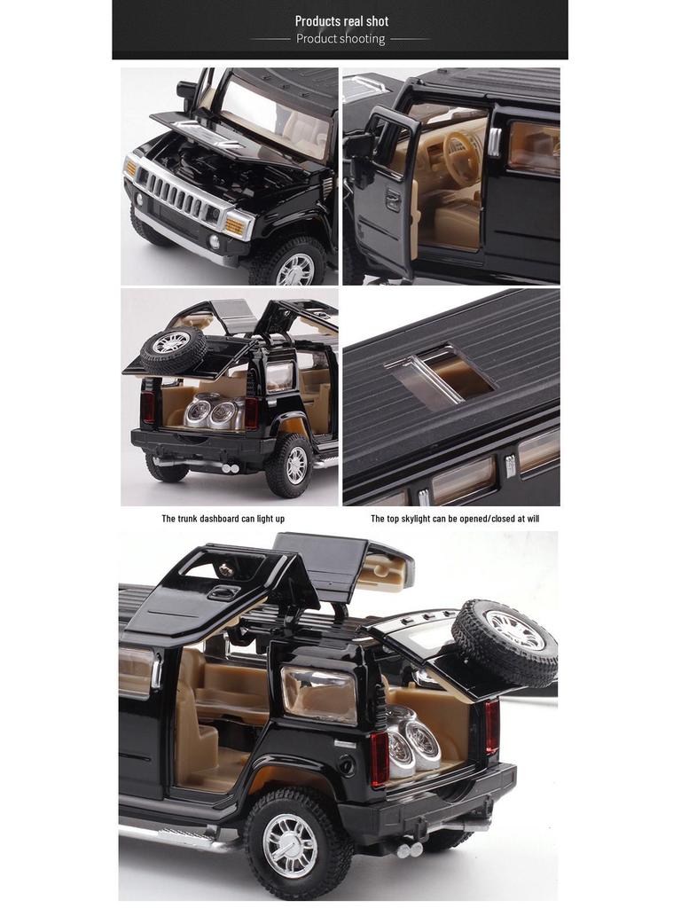 Cailexin Hummer H6 1:32 Six-Door Alloy Car Model with Sound & Light Pullback - 57135