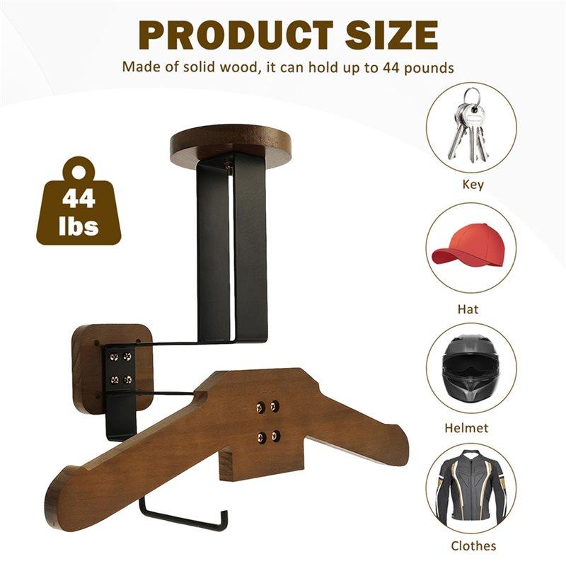 ABBP-Motorcycle Holder Solid Wood Clothes Hanger Versatile Wall Mounted Motorcycle Mount For Hanging Key Gloves Clothes