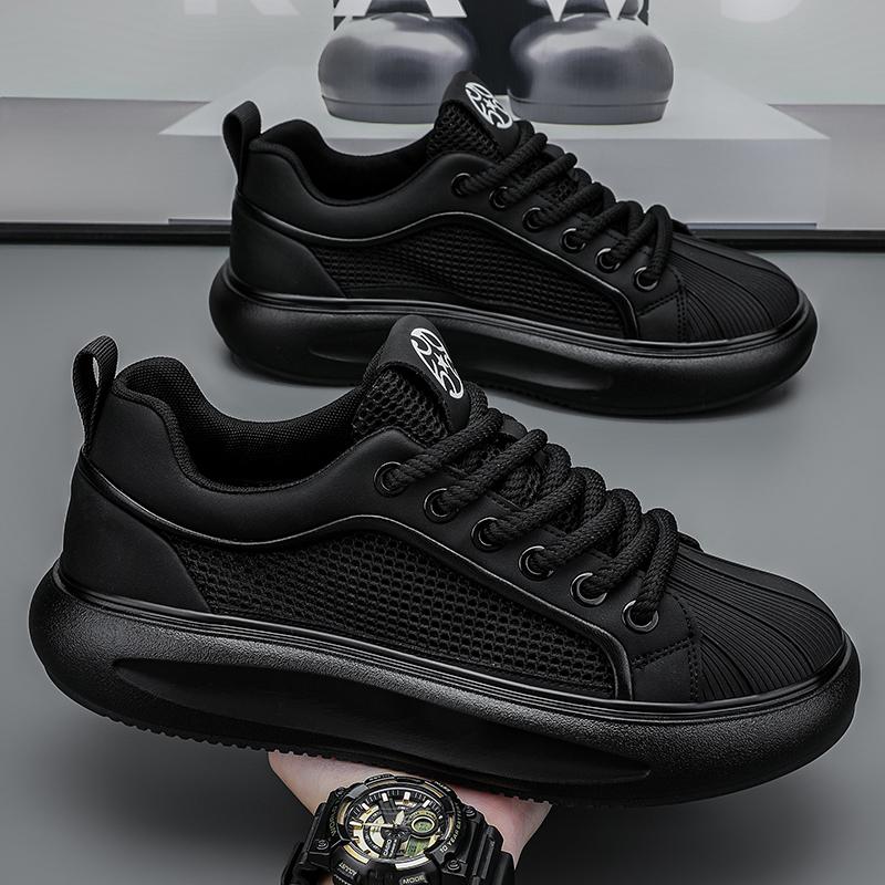 

Модные лоферы для мужчин, повседневные кроссовки, мужские кроссовки, спортивные и для отдыха, мягкие и удобные, на платформе, спортивная обувь, вентилируемые, новые 44 чёрный