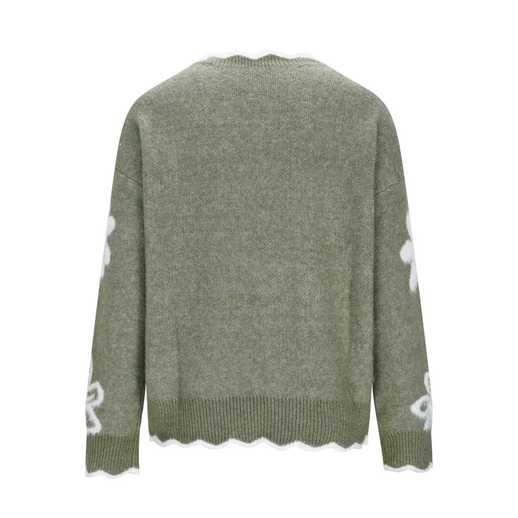Women's Casual Fashion Elegant Floral  Knitted V-Neck Sweater
