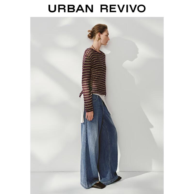 

Женский вязаный топ с длинными рукавами и текстурированным колор-блоком XL