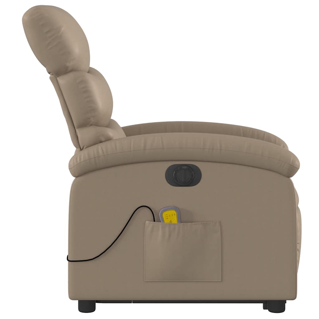 Electric Massage Recliner with Rising Function Cappuccino Faux Leather
