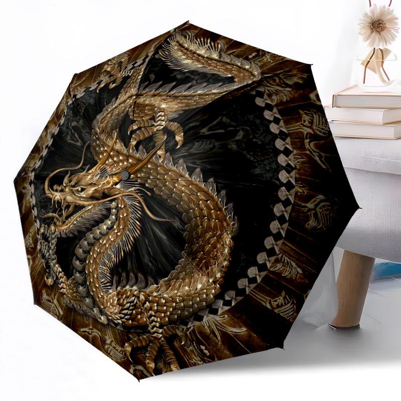 Moonlit Dragon Flight Outdoor Automatic Umbrella Sturdy 8 Rib Durable Plastic Iron Outdoor Daily Use Outdoor Accessory Perfect Gift Friends