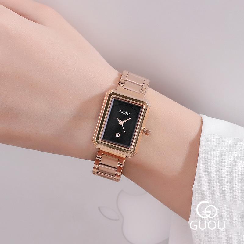 Retro Fashion Rectangular Workplace Temperament Watch New Calendar Quartz Waterproof Watch