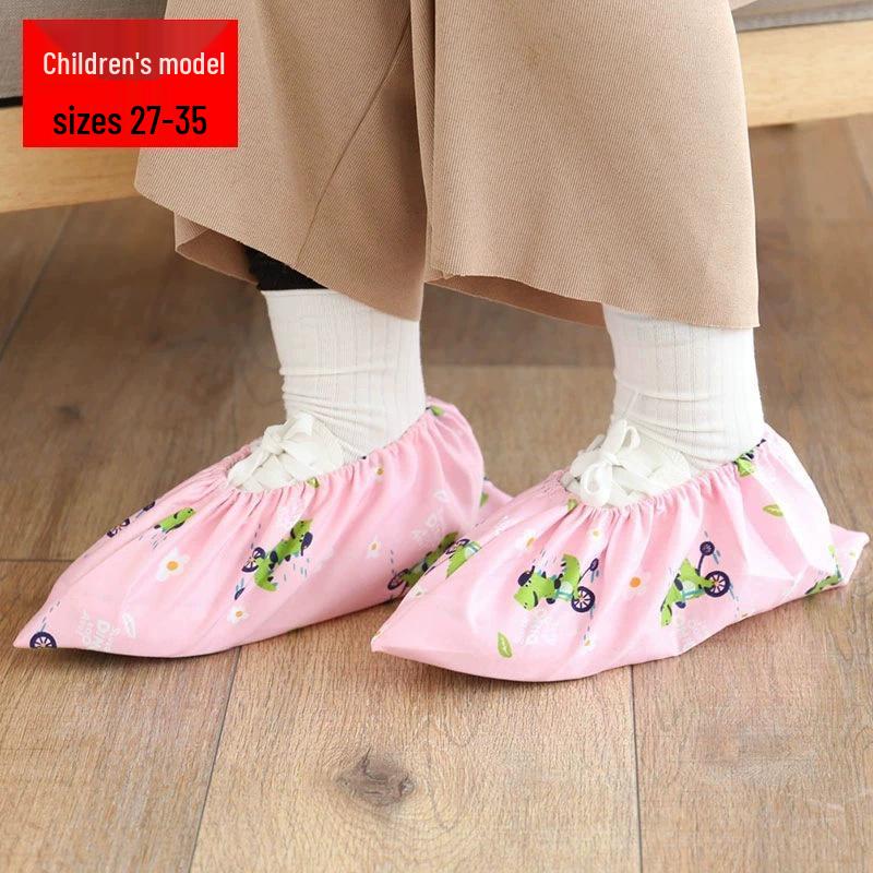 

Reusable Children s Cartoon Shoe Covers with Anti-Slip Soles, Made from Printed Canvas Fabric for Home and Student Computer Room Use. Thickened/Washable