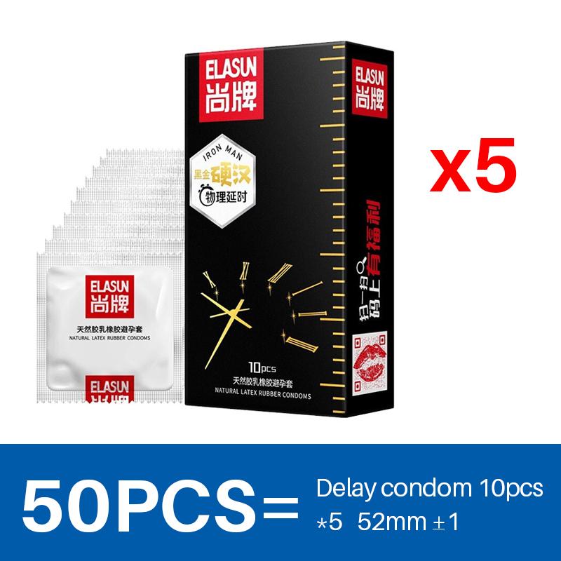 ELASUN Condoms 50pcs Ultra Thin Extra Lubricant Natural Latex Free Gift Penis Ring Sleeve Adult Sex Toys