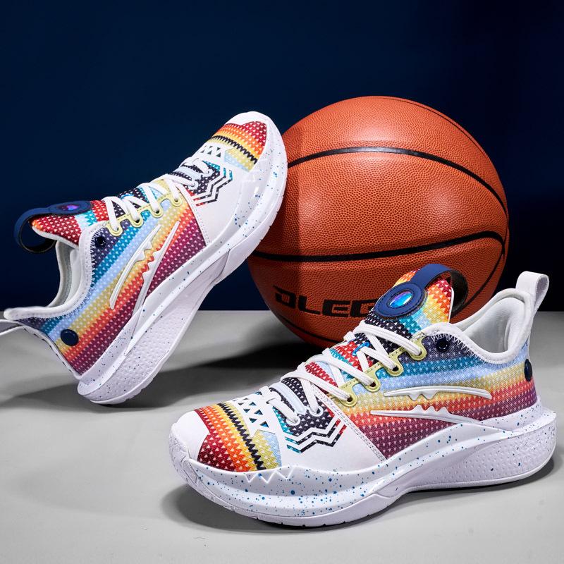 

New basketball shoes frenzy breathable flying woven basketball shoes wear-resistant non-slip sneakers actual combat high-top middle school student bo 45