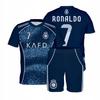 RONALDO Al-Nassr Fotbalový dres tmavě modrý Sada DRES ŠORTKY RONALDO Al-Nassr 164 Fotbalový dres tmavě modrý Sada DRES ŠORTKY