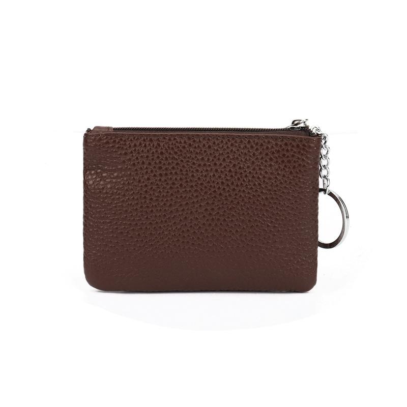 Leather Coin Purse Mini Key Ring Storage Baotou Layer Cowhide Large-Capacity Coin Purse Zipper Small Wallet