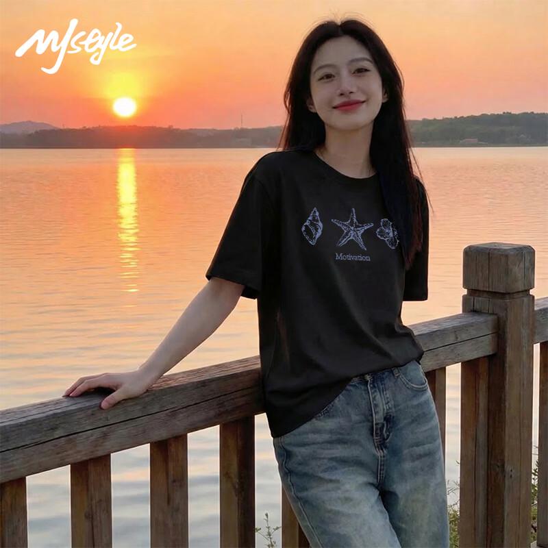 MJ STYLE Women's Starfish Graffiti Short Sleeve T-Shirt