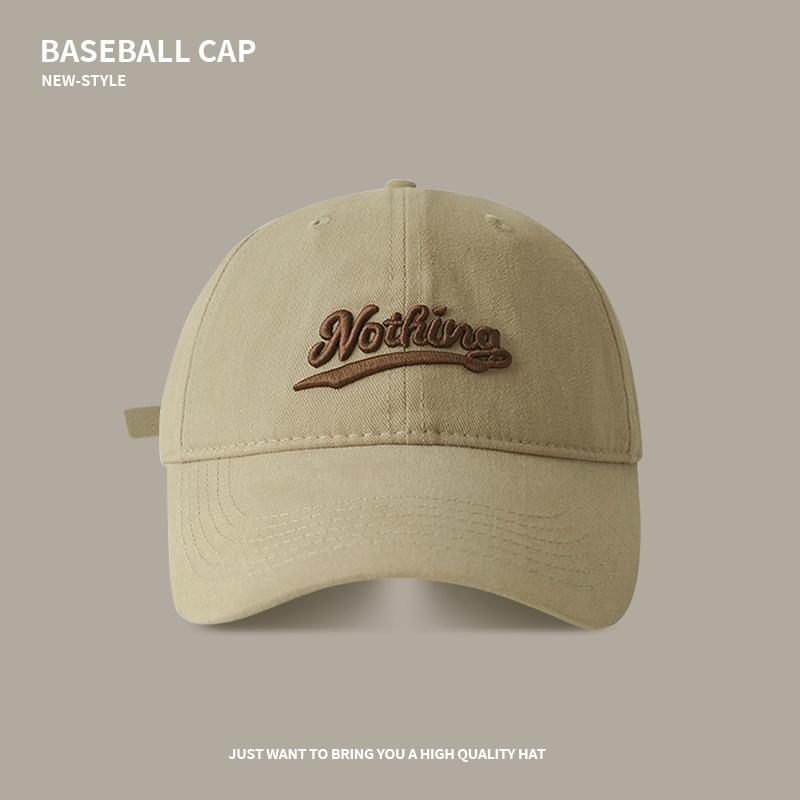 Soft top baseball hat men's big head circumference shows a small face three-dimensional embroidery pure cotton cap outdoor versatile sun hat women