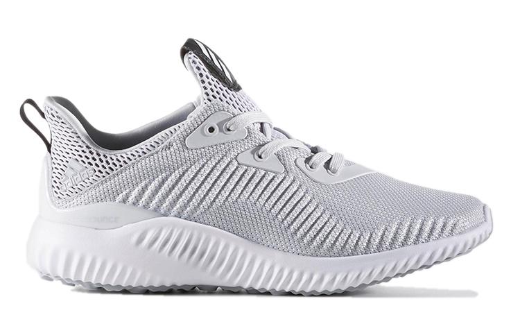 Adidas AlphaBounce Comfortable Round Toe Abrasion Resistant Low top Kids' Running Shoes Gray White BB7094