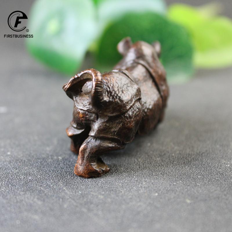 Big Pure Copper Cute Rhinoceros Miniatures Figurines Solid Vintage Brass Rhino Ornaments Tea Pets Desktop Decorations Craft
