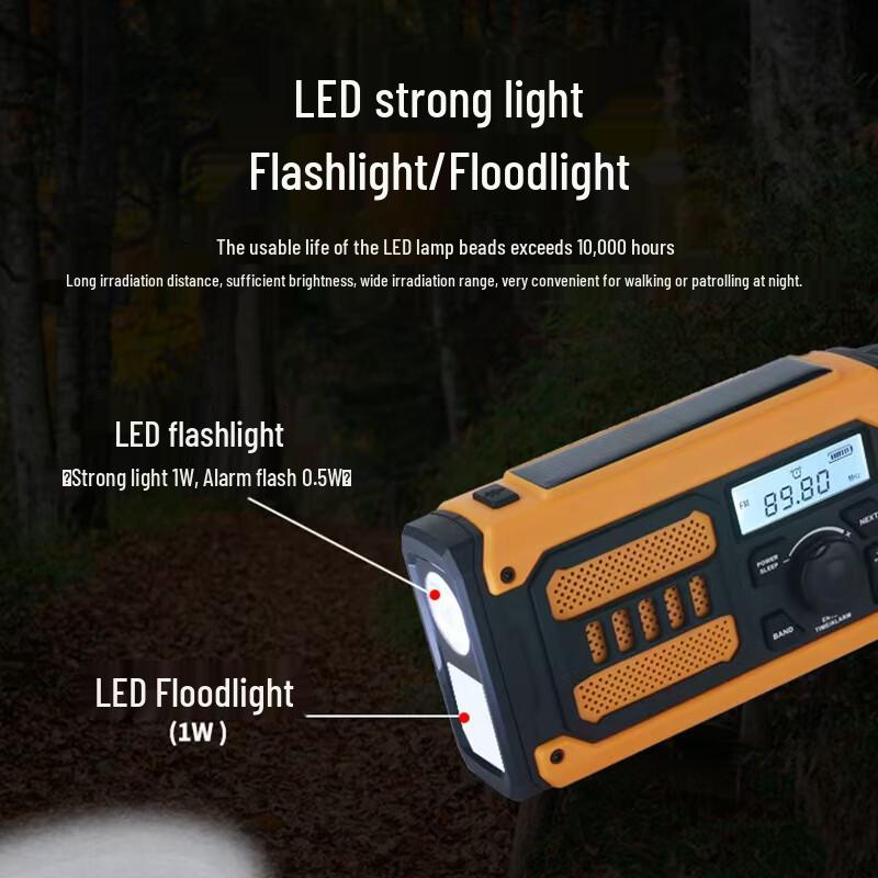 Walruson Solar & Hand-crank Emergency Radio Flashlight
