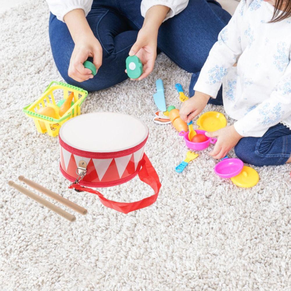 Double Sided Musical Instrument Toys Montessori Wood Kids Drum Toys  Children Preschool