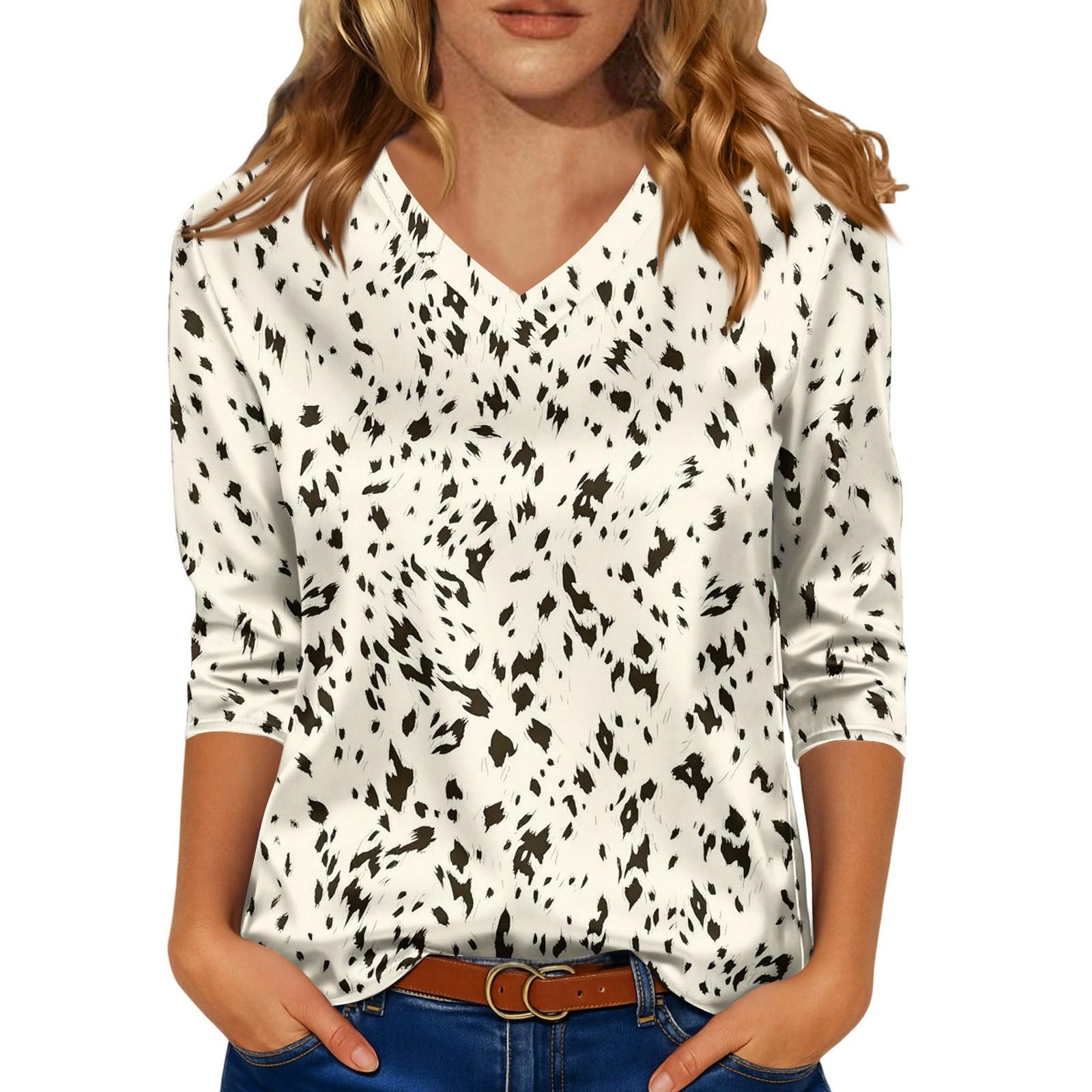 

Блузка для женщин нарядная с рукавом 3/4, рубашки для делового кэжуал, топы L бежевый