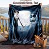 Custom Text Flannel Throw Blanket, Lightweight Cozy Bed Sofa BlanketCorpse Bride Emily Victor