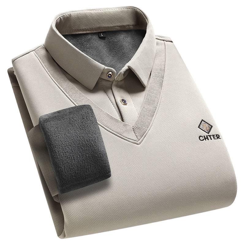 Hengyuanxiang Men's Plus Velvet Two-in-One Warm Shirt, Spring/Autumn Fashion Casual Top