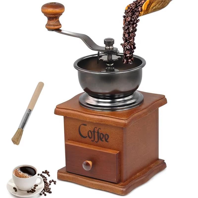 

Manual Coffee Grinder Wood Vintage Antique Ceramic Hand Crank Coffee Mill With Retro Style Wooden Coffee Grinder Mill YY150 бордовый
