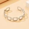 Modern C-Shaped Hollow Square Chain Stainless Steel Bangle Bracelet