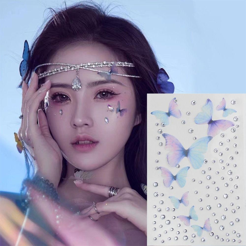 

Ultrathin Makeup Accessories Portable Temporary Tattoos With Face Jewels Women