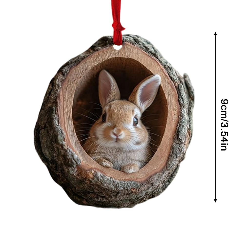 Animal Christmas Ornaments 2D Cute Christmas Acrylic Pendant Animal Raccoon Owl Squirrel Hedgehog Bunny Bird Wildlife Ornaments