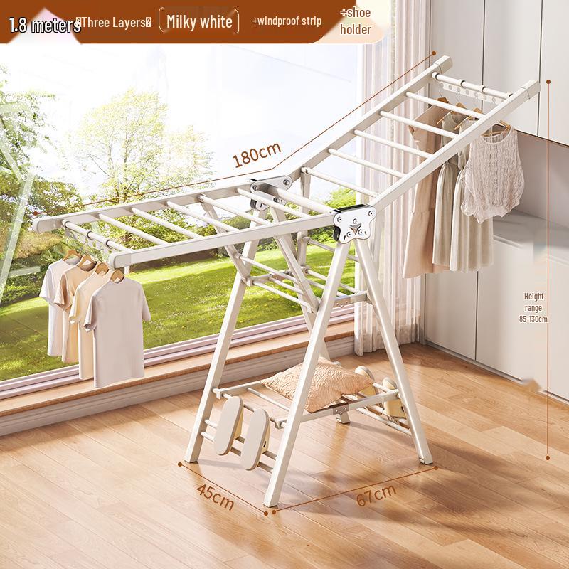 Adjustable Foldable Clothes Drying Rack for Indoor/Outdoor Use - Ideal for Bedroom, Balcony, and Baby Items.
