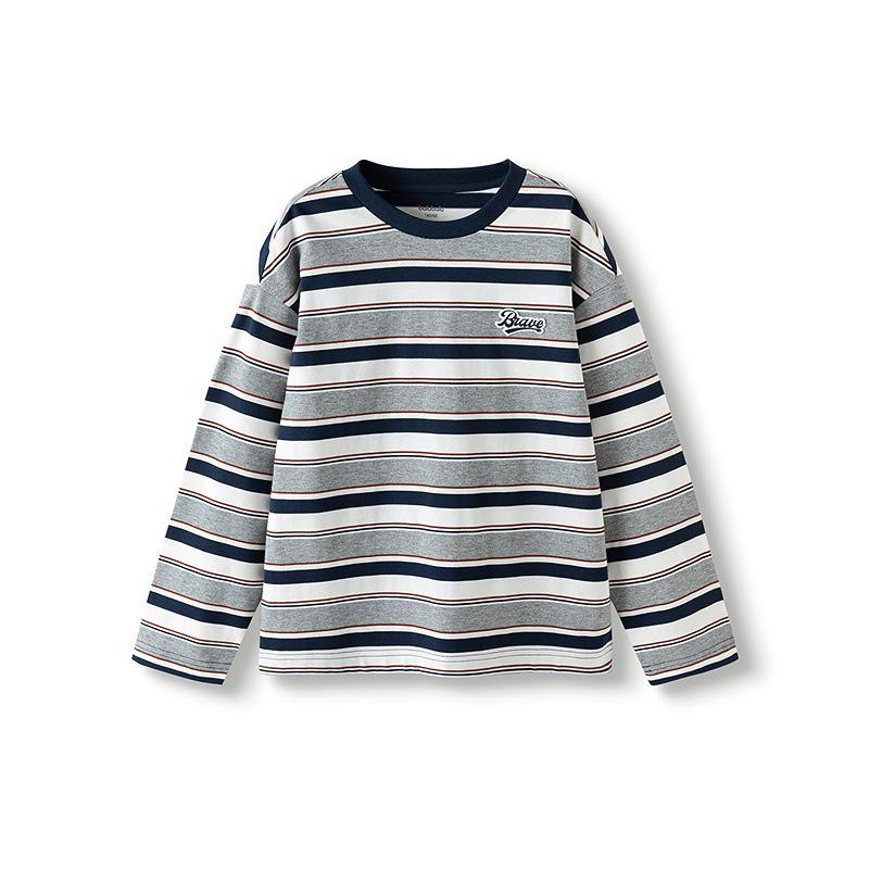 Balabala Kids  Quick-Dry Long-Sleeve Cotton T-Shirt (Boys & Girls) - 2025 Autumn Base Layer 130 cm