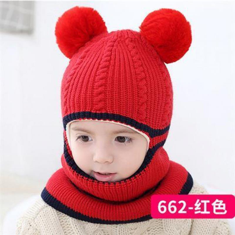 Children's hats autumn and winter fleece thickened warm wool hats - year old boys and girls baby scarf face protection hat