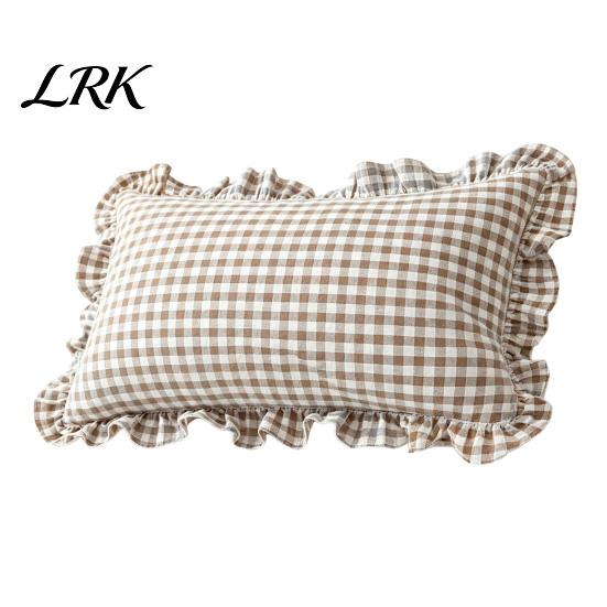 Federe Cuscino Cotone Stile Rustico, Copricuscino Decorativo con Volant, Fantasia a Quadri con Bordo Arricciato, 18x18 Federe Minimaliste Moderne, 20x12 Copricuscino Decorativo