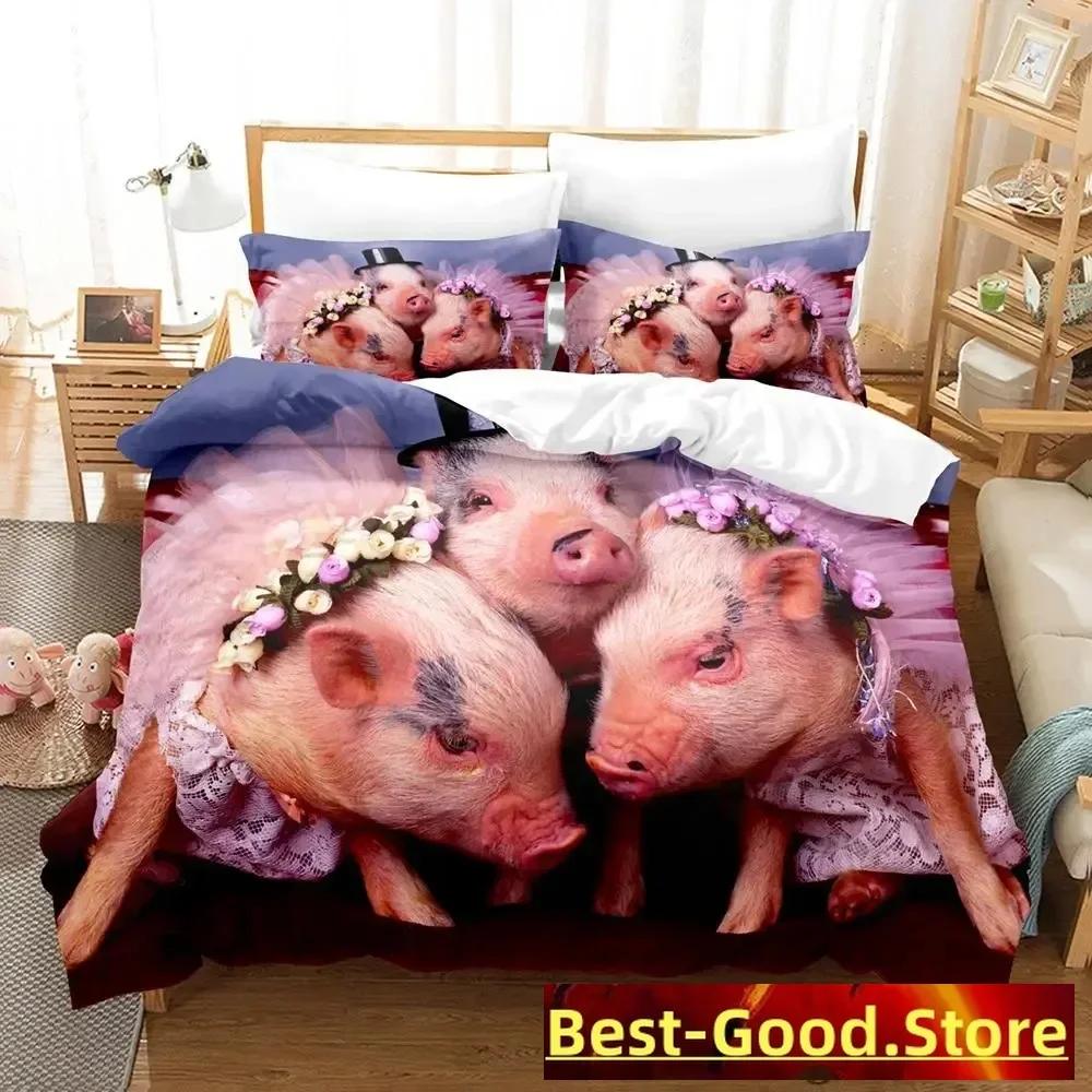 Pink Pig Bedding Set Single Twin Full Queen King Size Bed Set Aldult Kid Bedroom Duvetcover Sets Anime Parure De Lit Bed