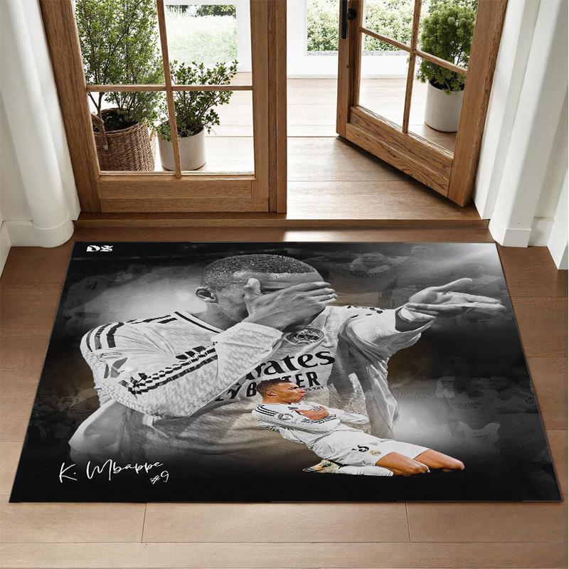 Kylian Mbappe Design Kristall Samt Teppich Weiche Dekorationsmatte für Schlafzimmer Eingang