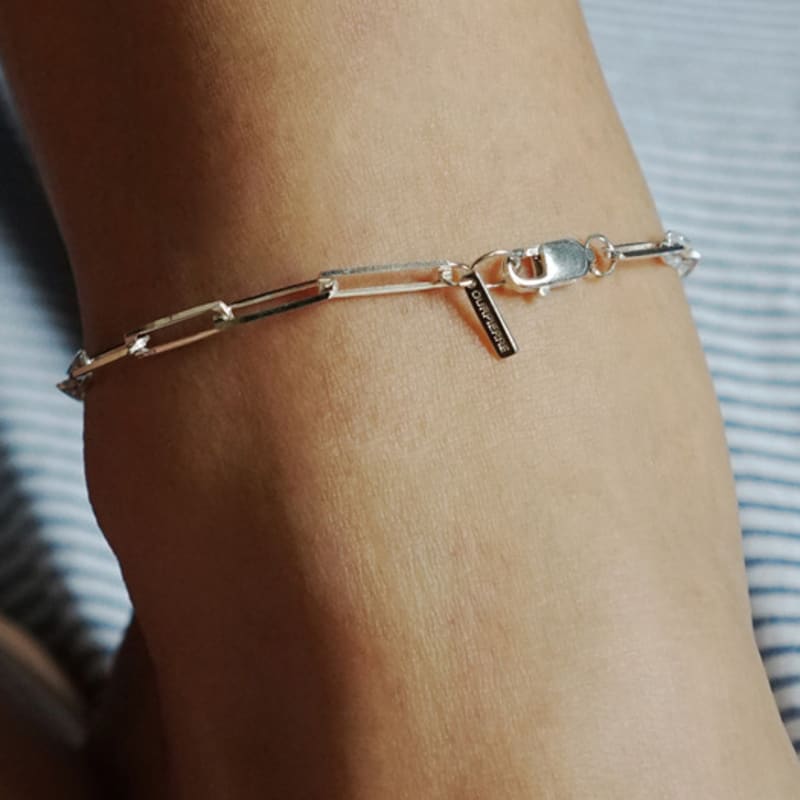OURPIERRE SIMPLE SQUARE CHAIN ANKLET SILVER