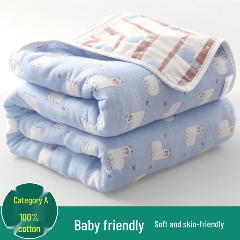 Soft Pure Cotton Gauze Quilt: Baby Swaddle, Stroller & Sofa Blanket