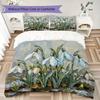 Winter Snowdrop Pattern Bedding uilt Set uilt Cover Pillowcase Home Decoration Birthday Gift (1 * duvet cover + 2 * pillowcase without core)
