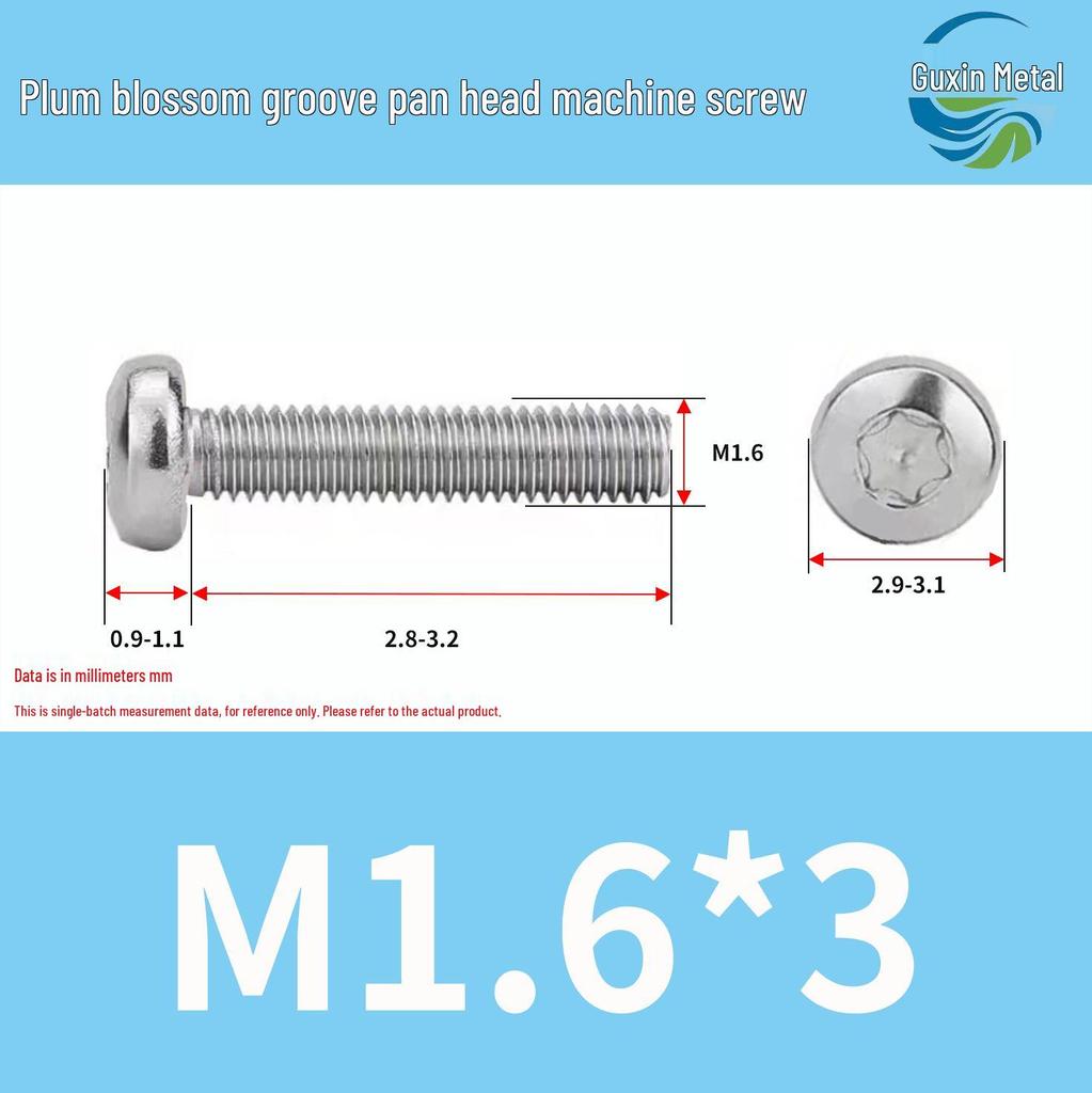 304 Stainless Steel Pan Head Torx Machine Screw, GB2672, M2-M, Without Collar