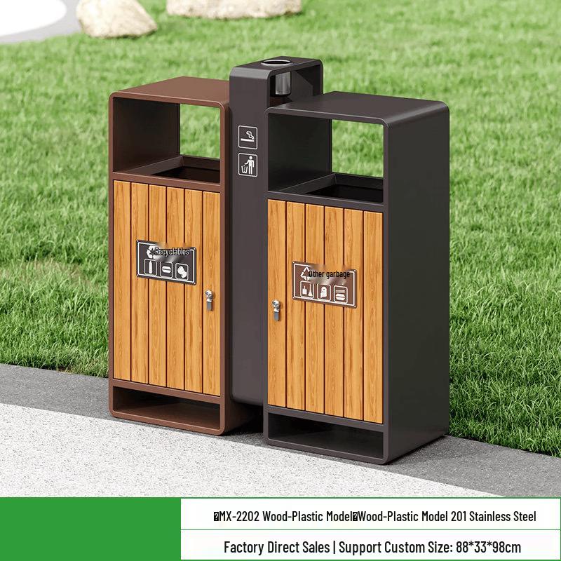 JPHZNB Outdoor Stainless Steel Waste Bin