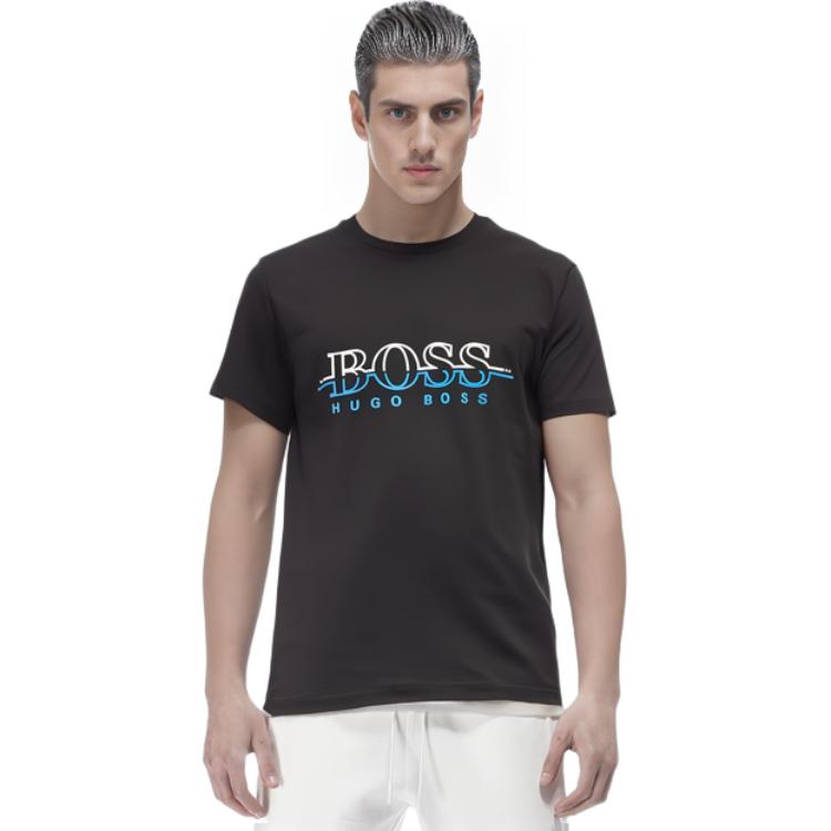 HUGO BOSS T-Shirts Men's Black Crew Neck Moderate Straight Fit 50389696-001