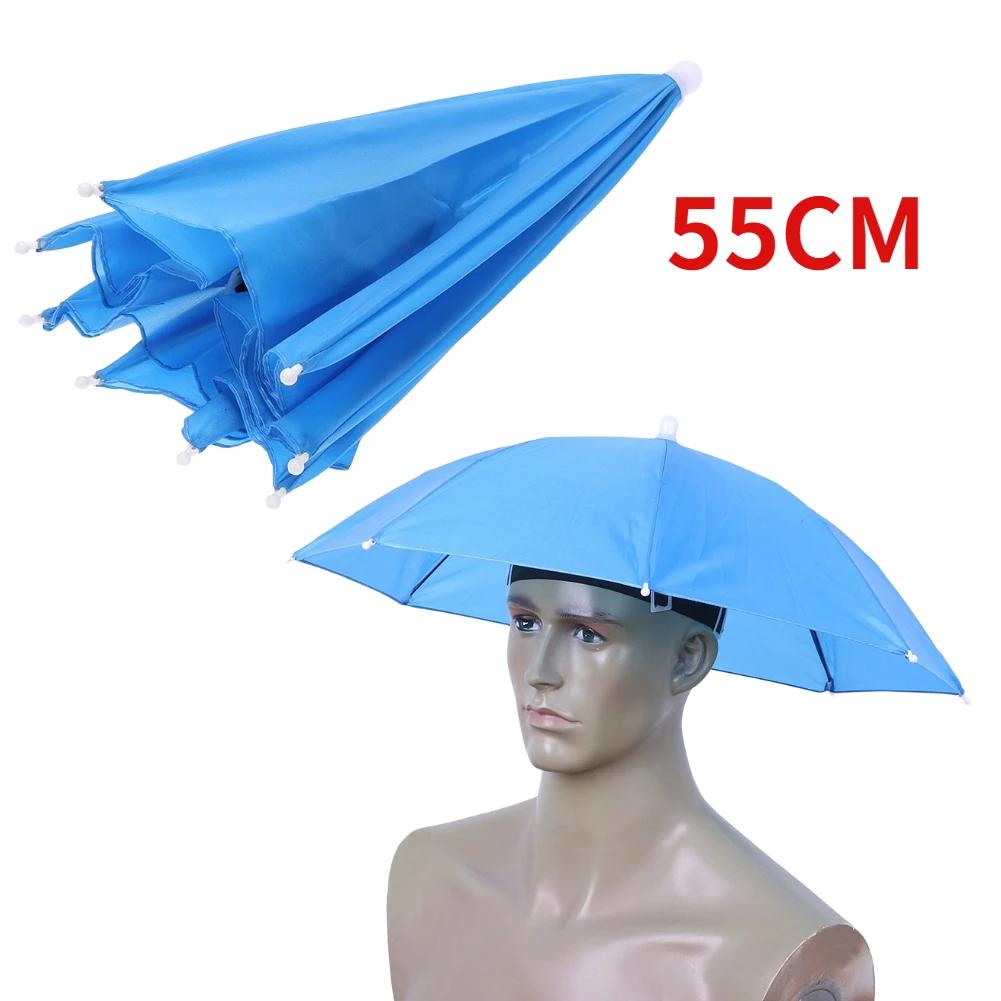 Outdoor Foldable Head Umbrella Hat Anti-Rain Anti-Sun Head-Mounted Headwear Sun Cap for Fishing Golf Cycling Hiking Camping