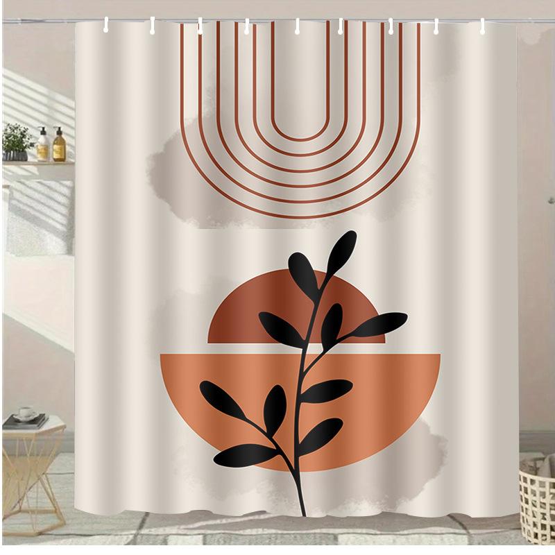 Multicolored Patchwork Color Blocks Shower Curtain Washable Dirt-Resistant Shower Head Waterproof Polyester Bath Curtain