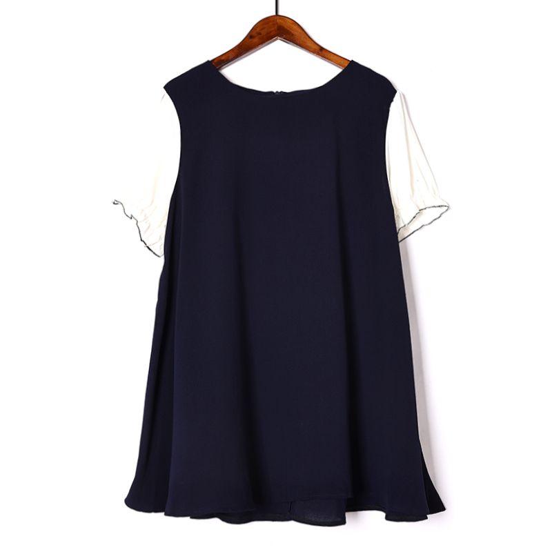 

Top T-shirt with Short Sleeves Loose Plus Size Ladies Women s Clothing Regular Plus Size Mid Length Long Length Women s Fashion All-Match round Neck Blue M