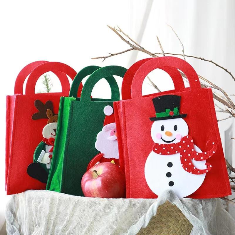 Christmas Bag Reusable Candy Tote Bag Christmas Tote Tote Mini Felt Bag For New Year Kids Present Home Decorations Gift